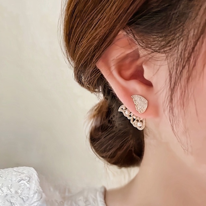 Bông Tai Kim Bạc S925 Hình Đôi Cánh Thiết Kế Rời 2 Trong 1 Độc Đáo Sang Trọng - Hadichi