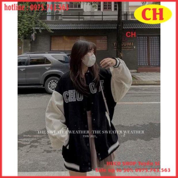 SALE Áo khoác bomber Nhung Tăm OSE hàng in- Áo phối tay thu đông nam nữ form rộng unisex freesize mặc đôi nhóm