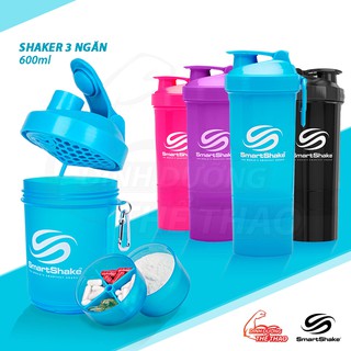 Bình lắc thể thao SMART SHAKER L 3 ngăn 800ml - Chính hãng