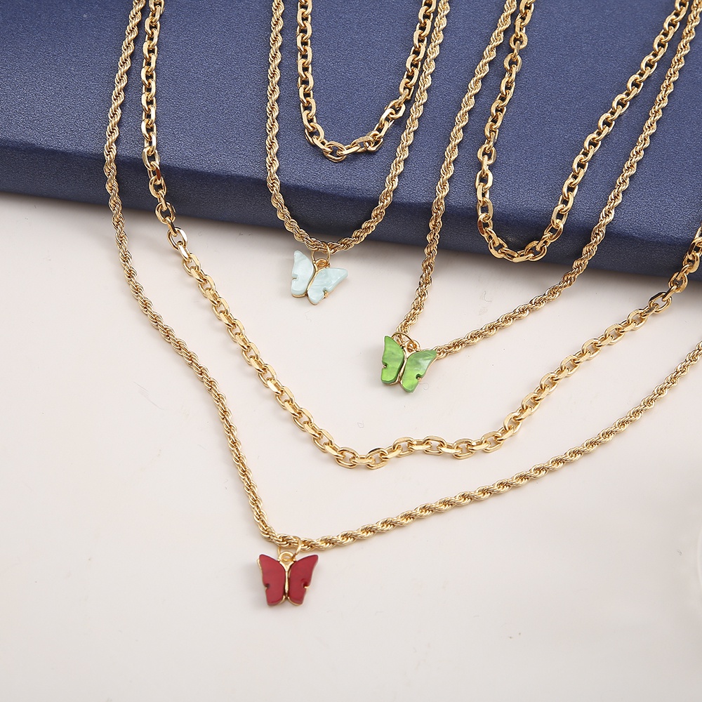 Vòng cổ nhiều lớp mặt hình bươm bướm thời trang cho nữ