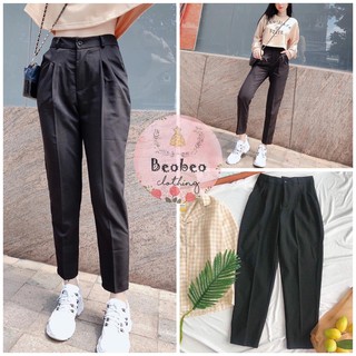 [Ảnh thật] Quần baggy tây đen có nút ulzzang