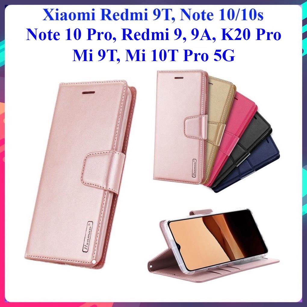 Bao da dạng ví Xiaomi Redmi 9T, Note 10/10s Note 10 Pro, 9, 9A, K20 Pro, Mi 9T, Mi 10T Pro 5G ngăn đựng thẻ Hanman