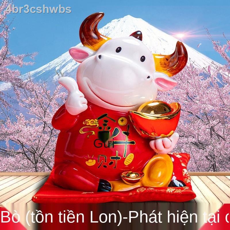 ❅▧☄con bò trang trí thủ công heo đất bằng gốm sứ Sáng tạo Phòng làm việc Máy tính để bàn Phong thủy Quà tặng sinh nhật m