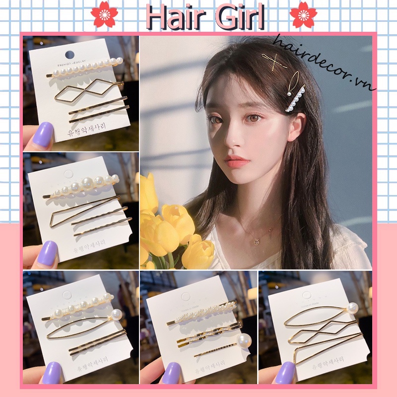 Kẹp Tóc Nhiều Kiểu Đính Ngọc Trai Nhân Tạo Xinh Xắn