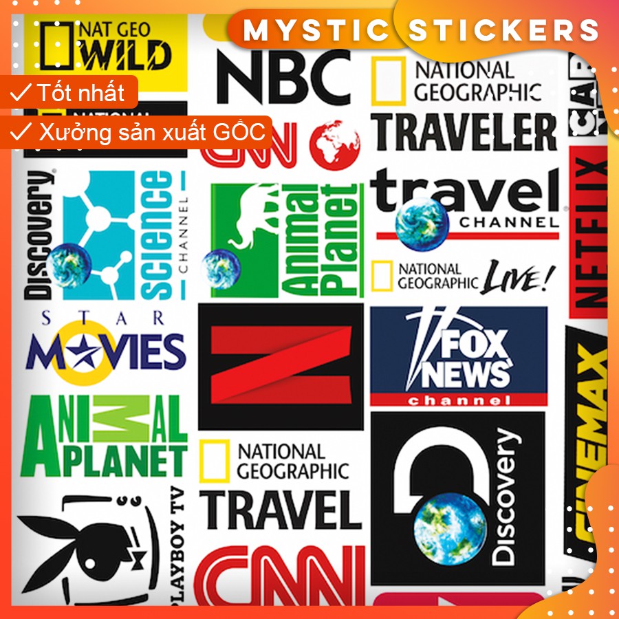 [LOGO TRUYỀN HÌNH] 40 Sticker chống nước/ dán laptop vali xe mũ bảo hiểm nhà cửa ...