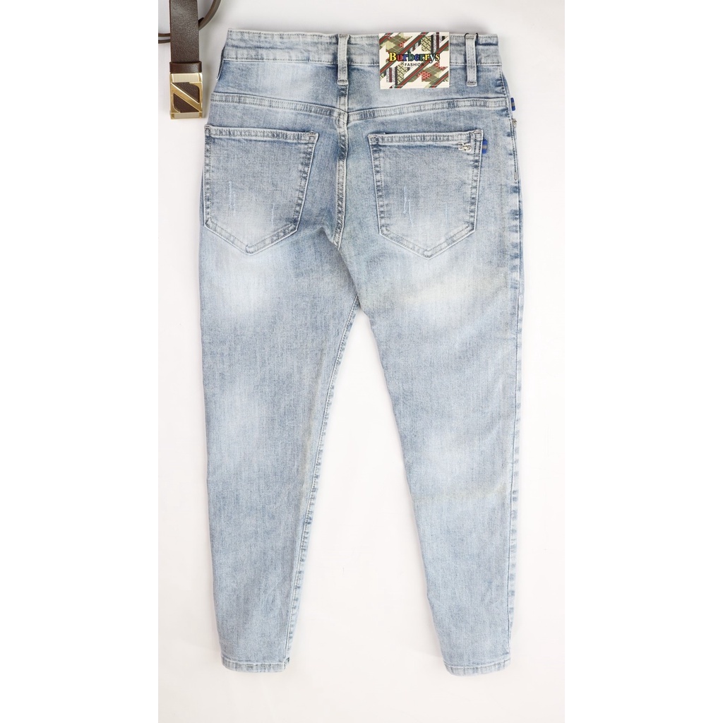Quần Jean Nam Xanh Bạc Nhạt Vải Jeans Cao Cao Không Ra Màu Dày Co Giãn Tốt Dáng Slimfit _ X0163