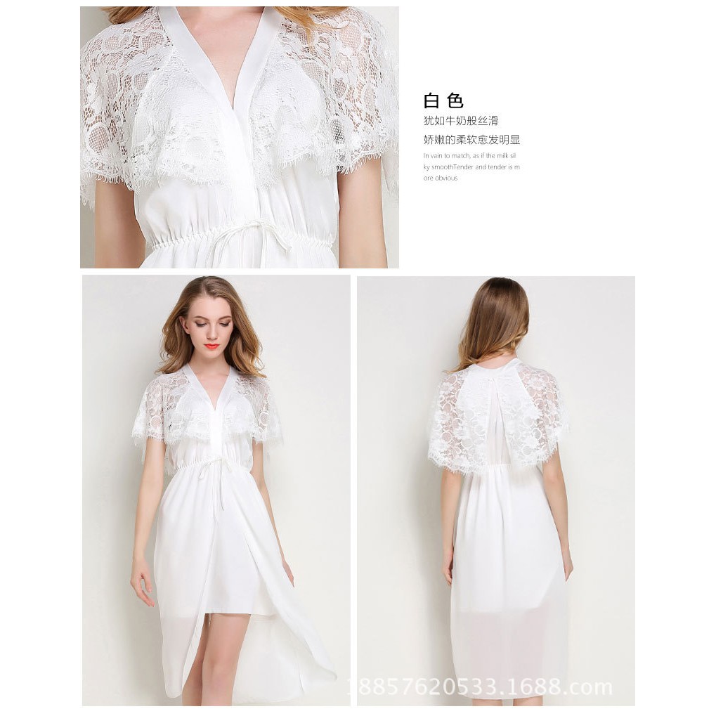 [size M/L/XL 62KG] choàng váy ngủ sexy lụa chiffon cánh tiên choàng ren cao cấp gợi cảm 19VN210018 | BigBuy360 - bigbuy360.vn