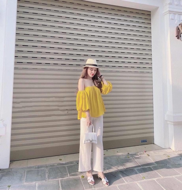 [ Mã FAMAYWA2 giảm 10K đơn 50K] Sét bộ quần ống suông áo kiểu trễ vai | BigBuy360 - bigbuy360.vn