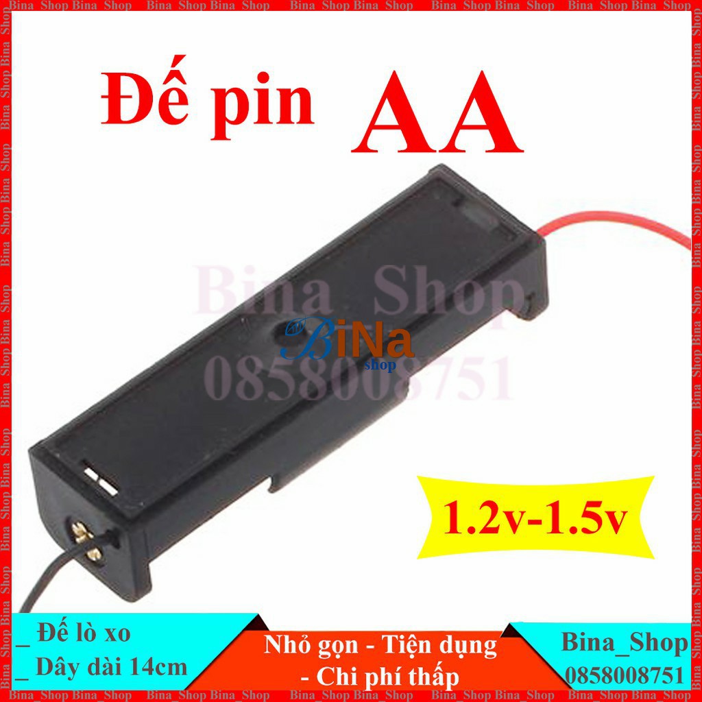 Đế gắn pin AA 1.5V 1 cell có dây tiện dụng