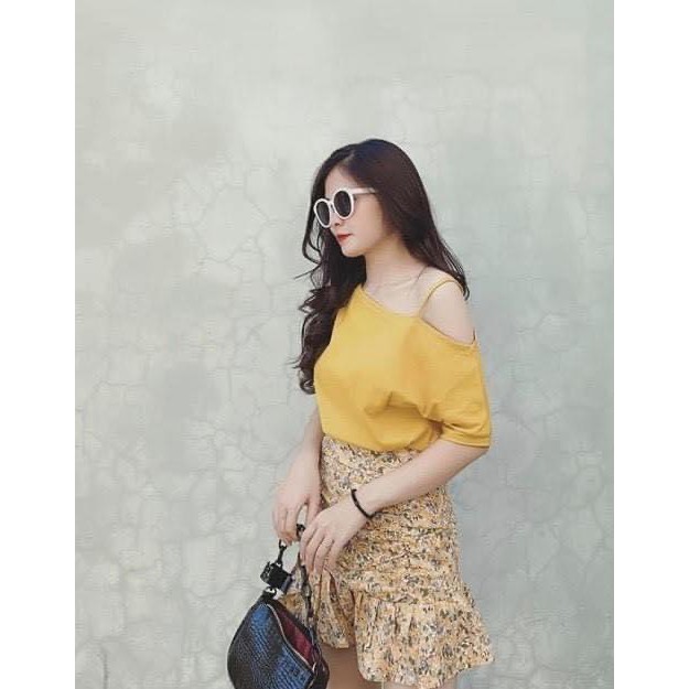 Aó thun hở vai 1 dây chất liệu cottong sang chảnh