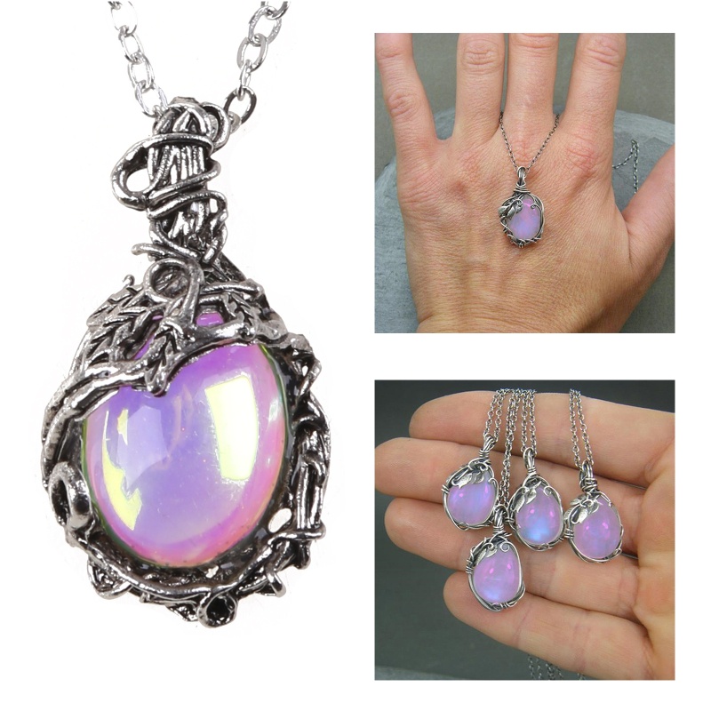 Vòng cổ Mặt Đá Mặt Trăng Phong Cách Vintage Thời Trang Cho Tuổi Teen F