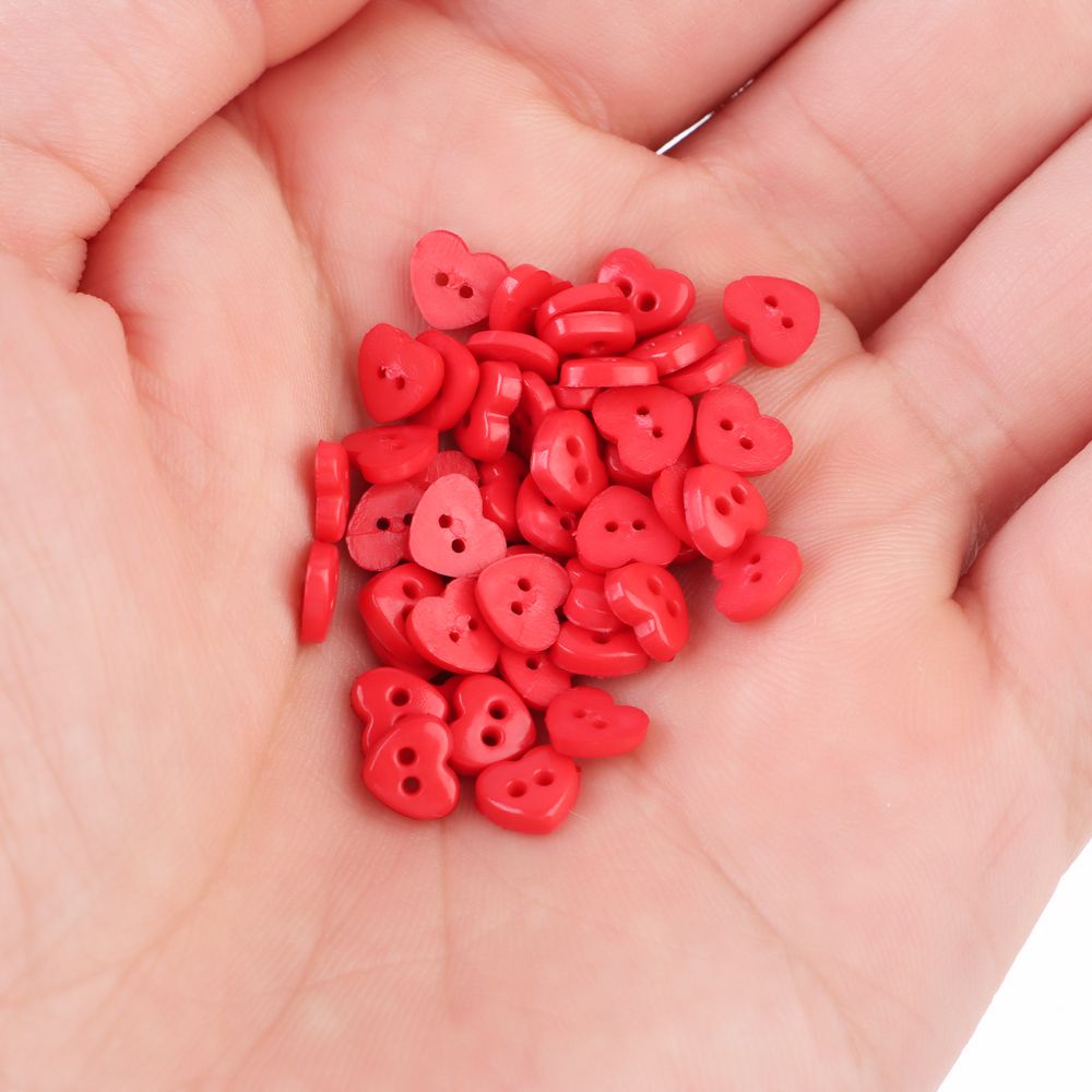 Set 50 Nút Trái Tim 6mm Nhiều Màu Sắc May Vá Cho Búp Bê