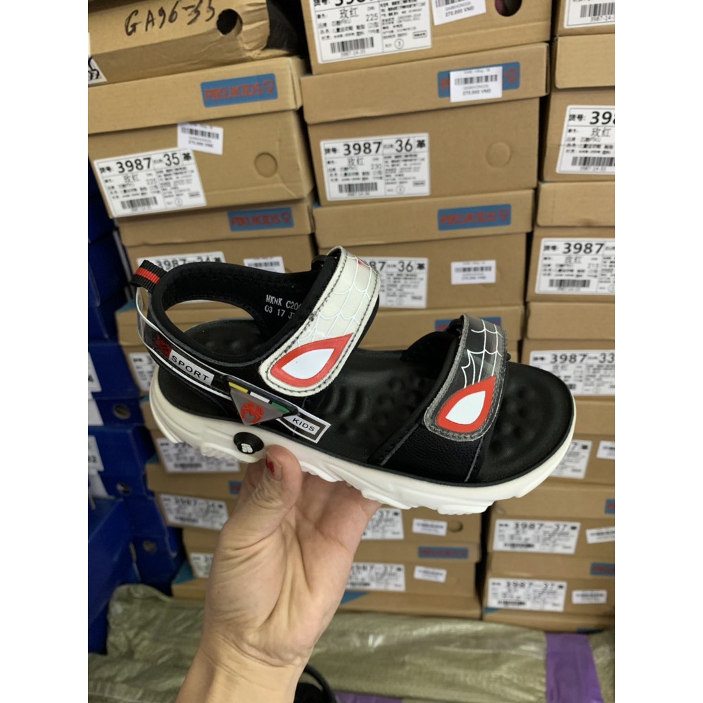 Dép siêu nhân trẻ em cho bé trai - sandal bé trai người nhện spiderman da mềm cao cấp quai ngang kiểu dán tiện dụng ST50