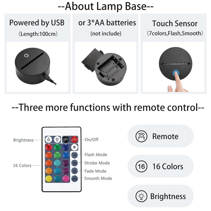 Among us Creative Table Lamp 7 /16Color 3D LED Night Light Illusion Touch Remote Night Light Novelty LED