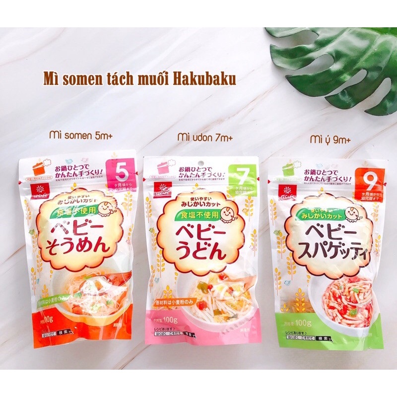 Mì Somen tách muối Hakubaku Nhật cho bé 5M+