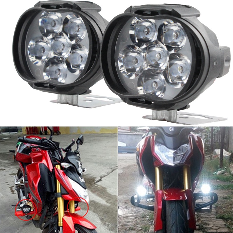 Đèn pha 6 bóng LED ánh sáng trắng siêu sáng 1200lm dành cho xe máy
