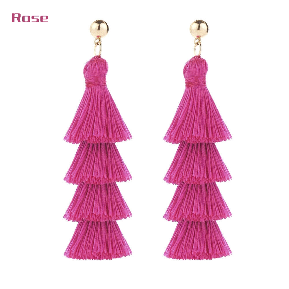 Khuyên tai tua rua nhiều tầng phong cách Bohemian cổ điển dành cho nữ