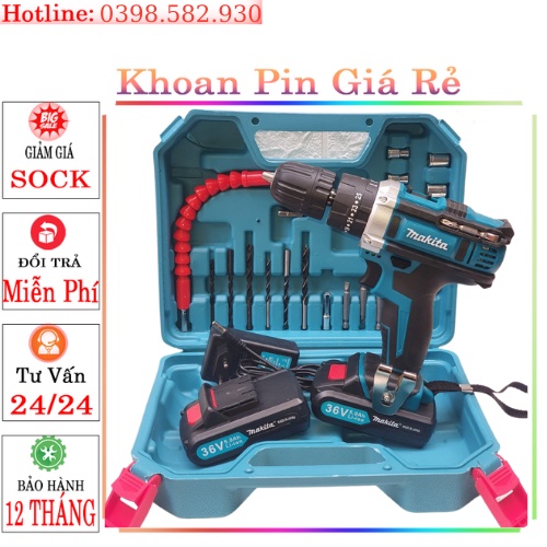 Máy Khoan Pin Bắn Vít Makita 3 chức năng, khoan tường bắn vít mở bulong, tiện lợi cho việc sử dụng gia đình