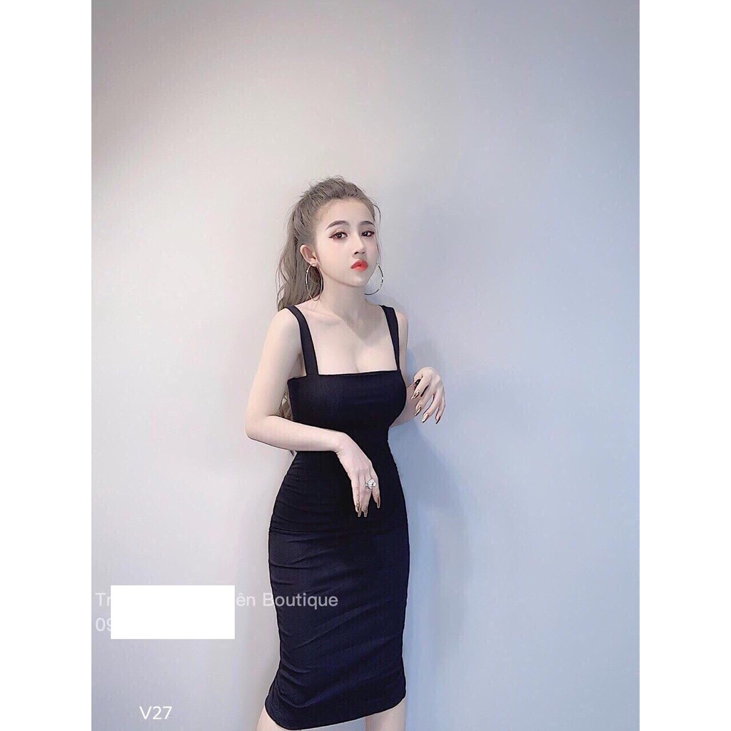 Đầm 2 dây bản vuông xẻ tà sau cực sang chảnh sexy | BigBuy360 - bigbuy360.vn