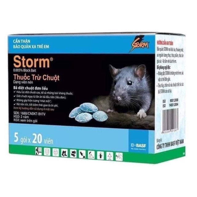  Thuốc diệt chuột sinh học storm gói 20 viên