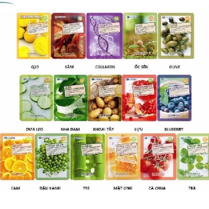 Mặt nạ giấy 3D 💥Freeship💥 Foodaholic Mask Hàn Quốc giúp cấp ẩm, làm mát da, dưỡng da trắng sáng, mịn màng SP14 | BigBuy360 - bigbuy360.vn