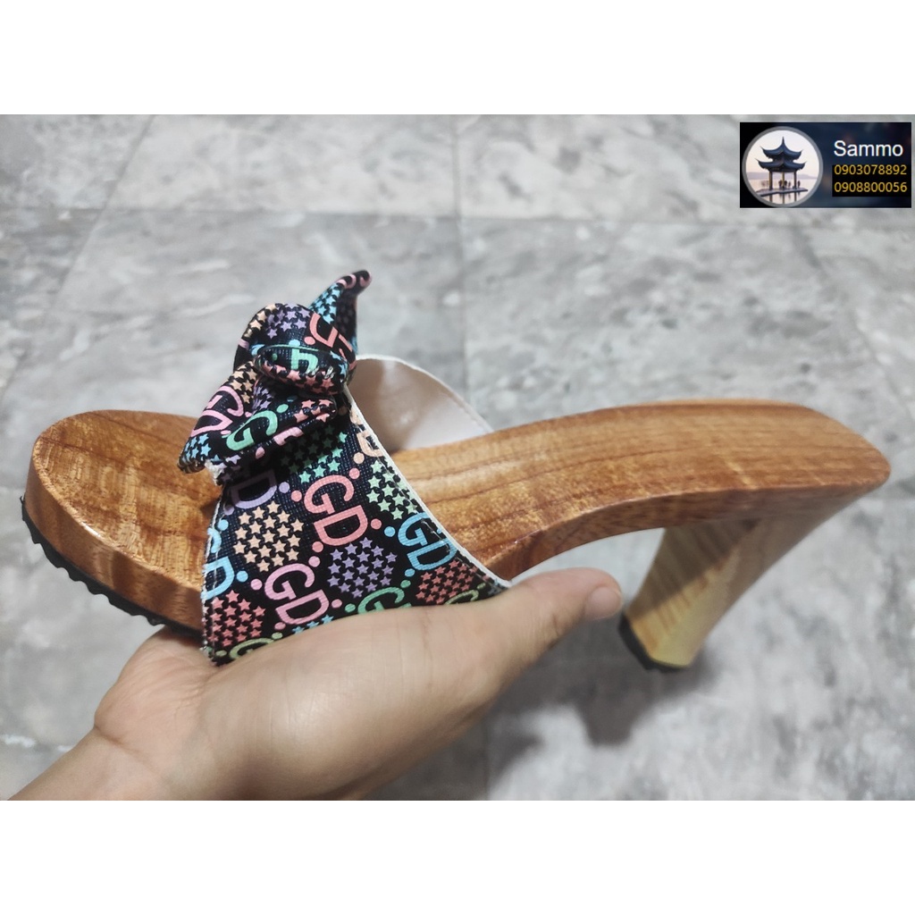 Guốc Gỗ Đế Vuông Cao 9 phân