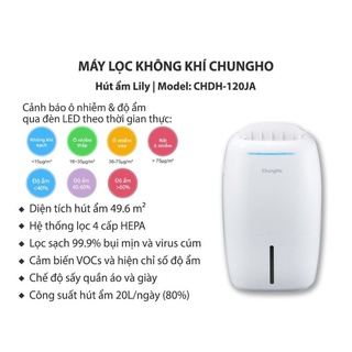 Máy lọc không khí kiêm hút ẩm chungho lily chdh-120ja - phòng 50m2