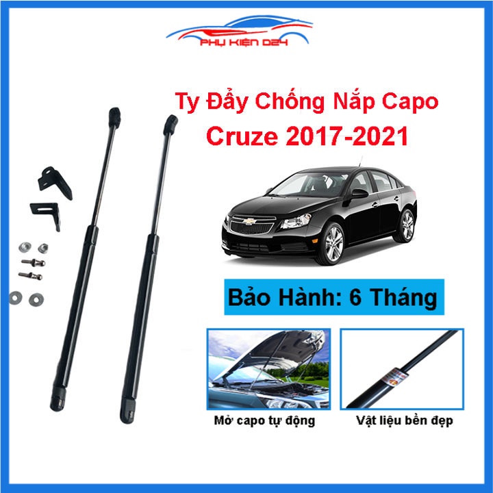 Ty thủy lực chống nắp capo Cruze 2017-2018-2019-2020-2021 hỗ trợ mở tự động kèm phụ kiện