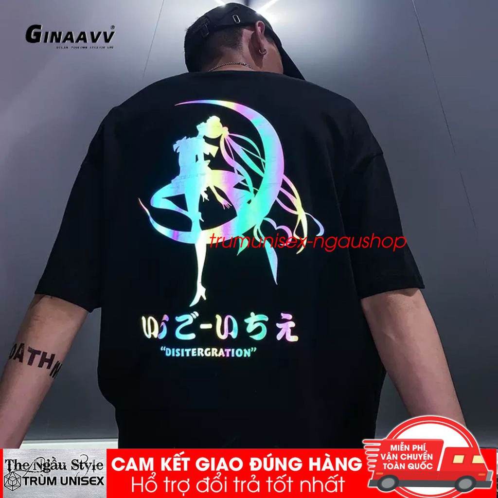Áo thun unisex form rộng tay lửng nam nữ hàn quốc in Phản Quang 7 màu Thủy thủ mặt trăng Salor Moon PhillipStore
