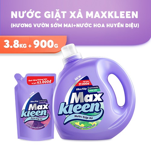 Combo chai nước giặt xả maxkleen 3.8kg + túi nước giặt xả 900g - ảnh sản phẩm 5