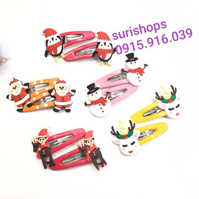 Set 2 Kẹp tóc giáng sinh, Kẹp Noel giáng sinh