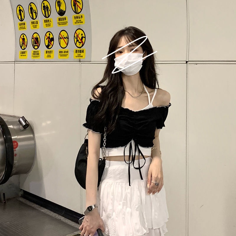 COZOK Set áo khoác ghi lê + áo thun ngắn tay + chân váy thời trang nữ