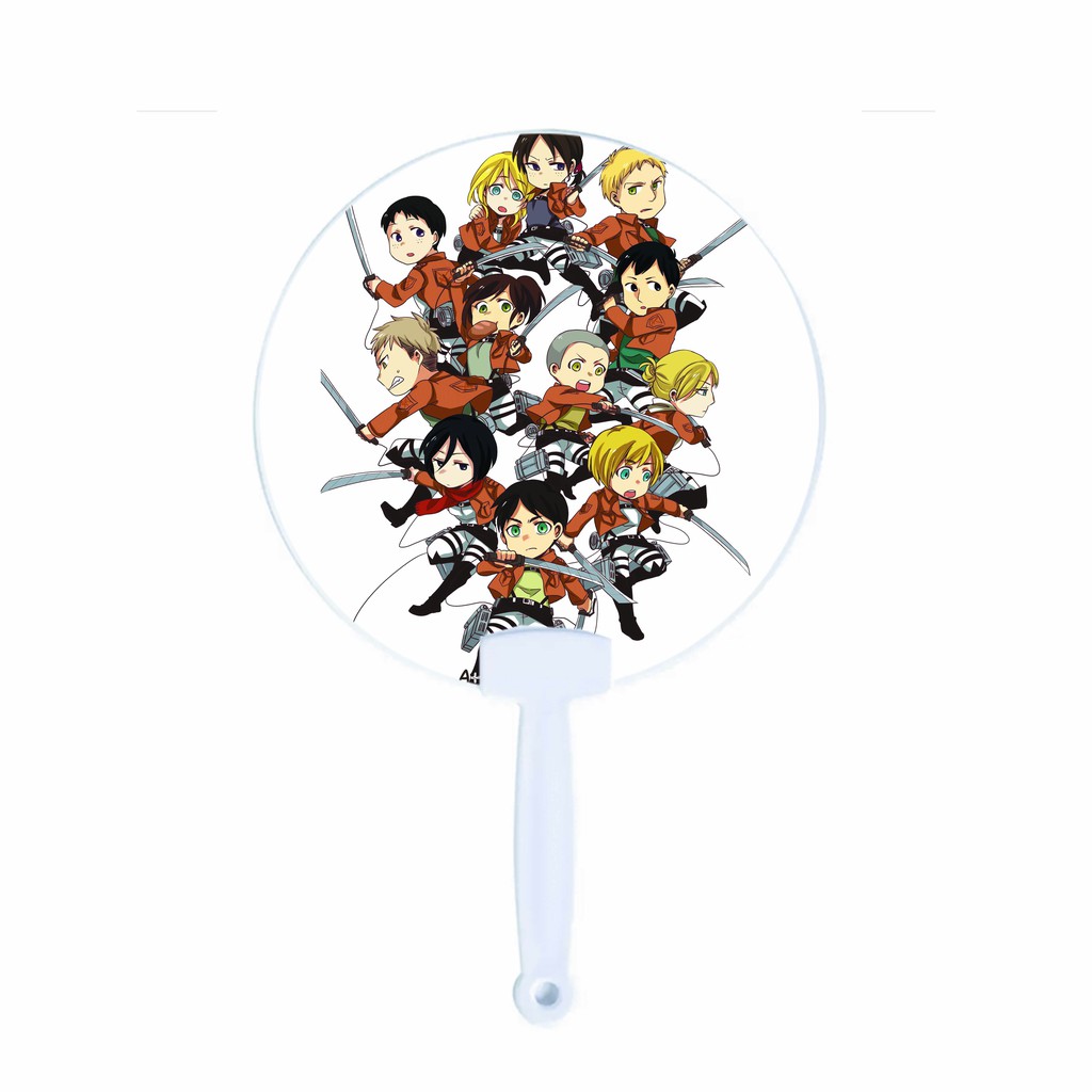 Quạt cán nhựa in hình anime Attack on titan Đại chiến titan cầm tay tiện lợi