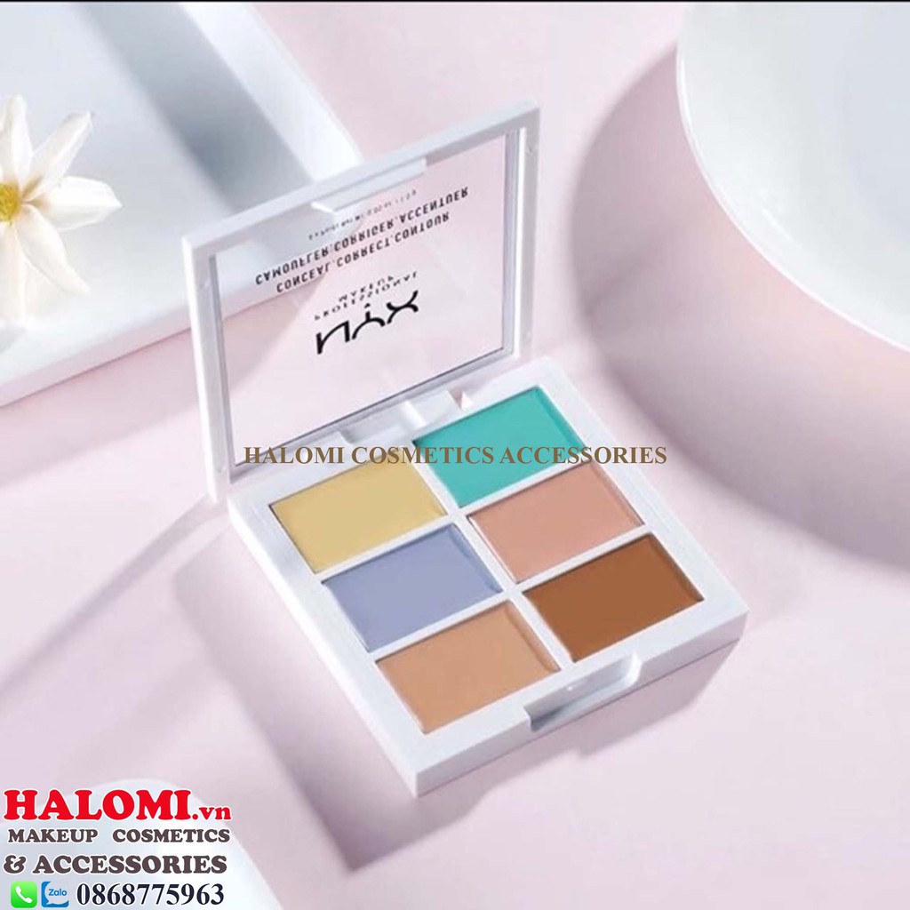 [FREESHIP] Bảng Che khuyết điểm NYX 6 ô Professional Makeup chính hãng đầy đủ các tone màu