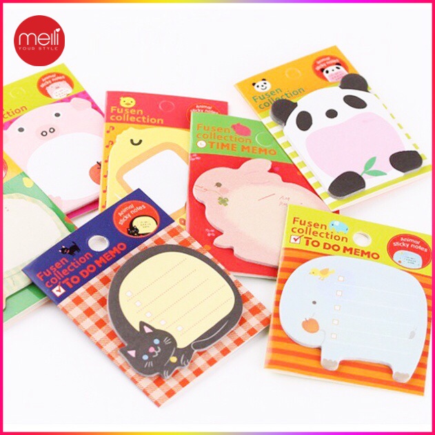 Giấy Note cute hình con vật (set 20 tờ) - Giấy Note Sticker Trang Trí Sổ/ Góc Học Tập