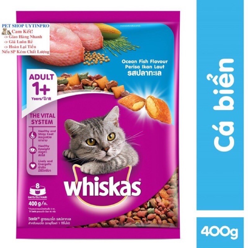 Thức ăn cho Mèo Whiskas 400g hạt vị cá Biển BIS