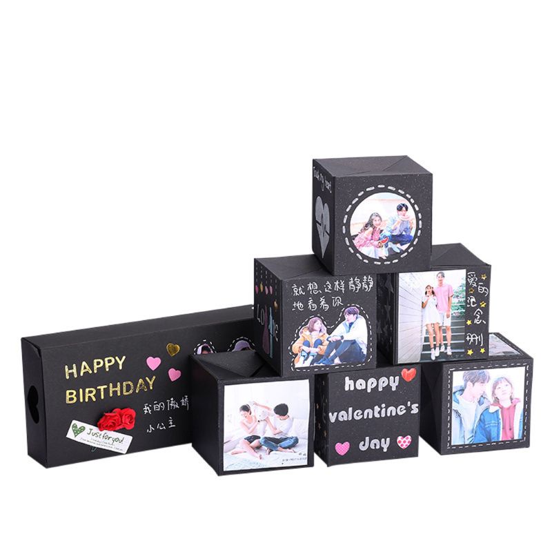 Hộp Quà Giáng Sinh Màu Đen Đáng Yêu Dành Cho Bạn Trai Gái DIY