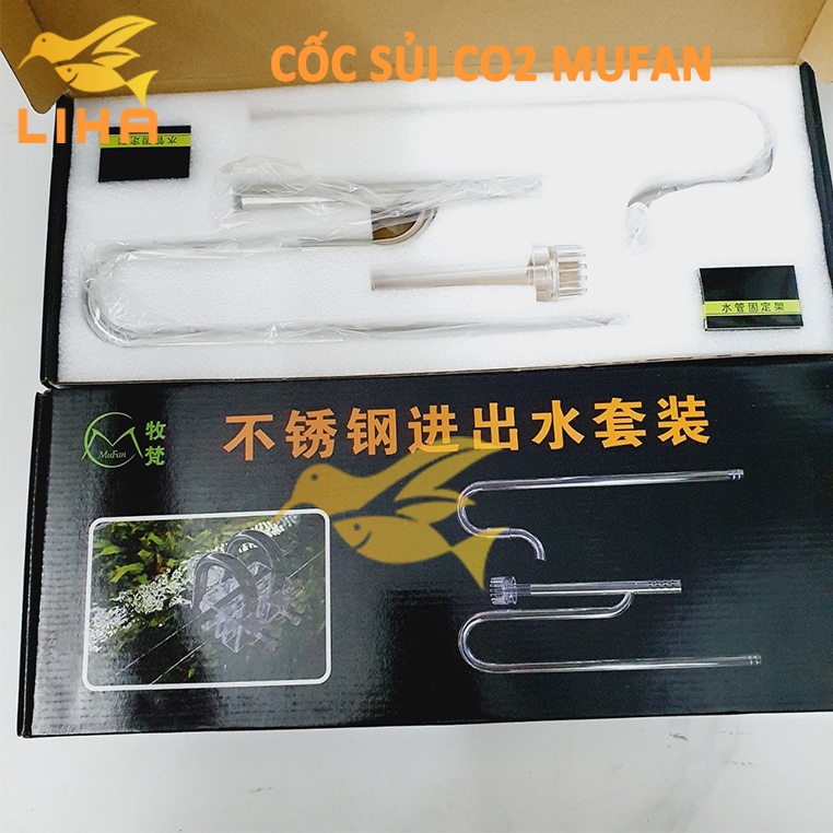 Bộ In Out Inox Mufan Fi12/Fi16 (Kèm Lọc Váng, Kẹp Mica Cố Định Ống) - In Out lọc Thùng Cho Bể Cá