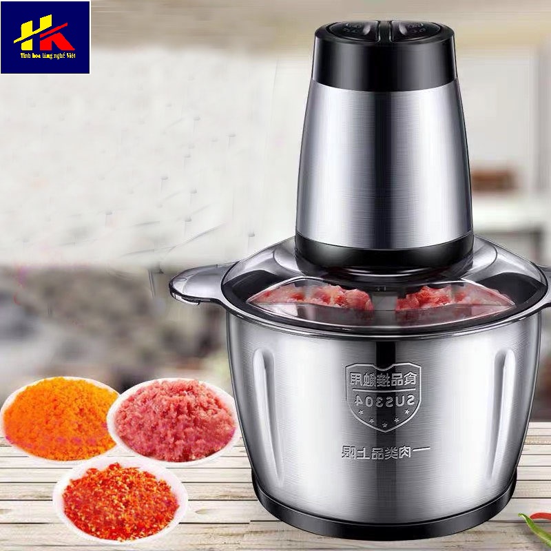 Máy xay thịt Kitchen Expert dung tích 2L cối Inox cao cấp, Máy nghiền thịt - Hồng Kỳ Mart