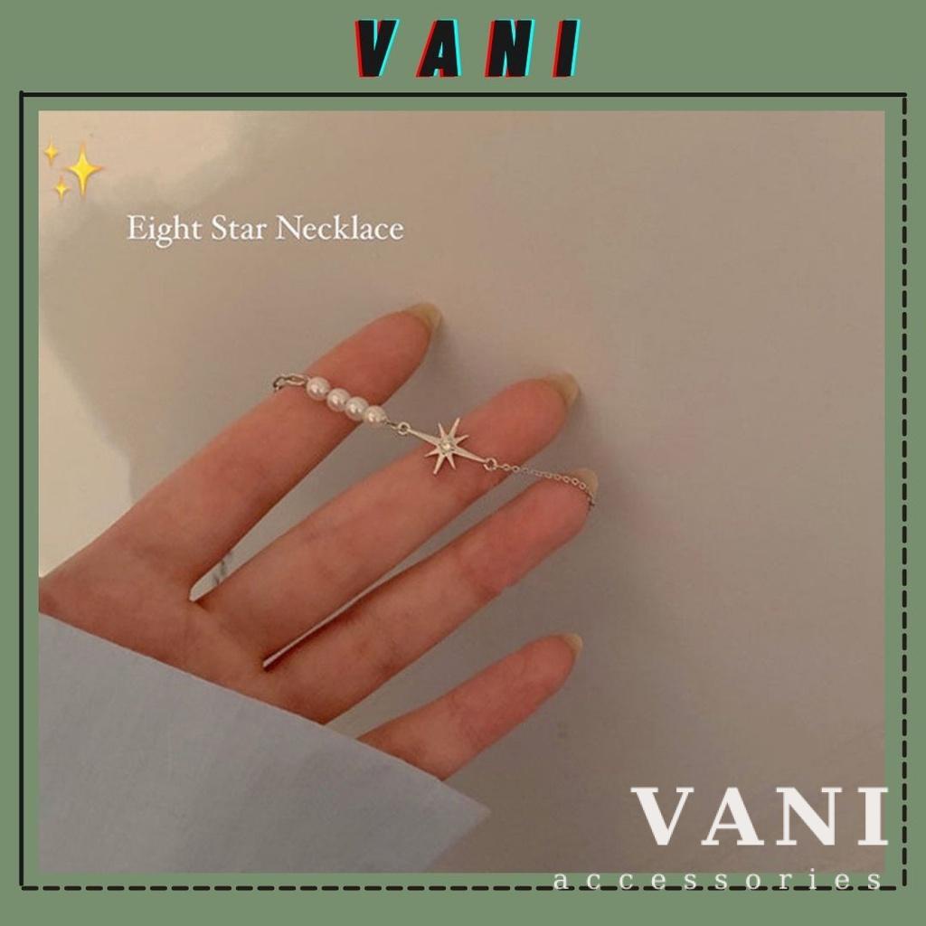 Dây Chuyền, Vòng Cổ Hạt Châu Phối Ngôi Sao 8 Cánh Thanh Lịch - Vani Store [TS000552-O108]