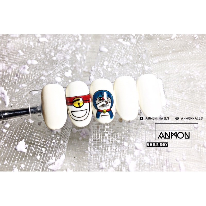 Nail Box - HH32, HRPT - Móng tay giả úp dán thiết kế theo size hình vẽ doraemon cute ( độ dài móng tối thiểu 1,8cm)