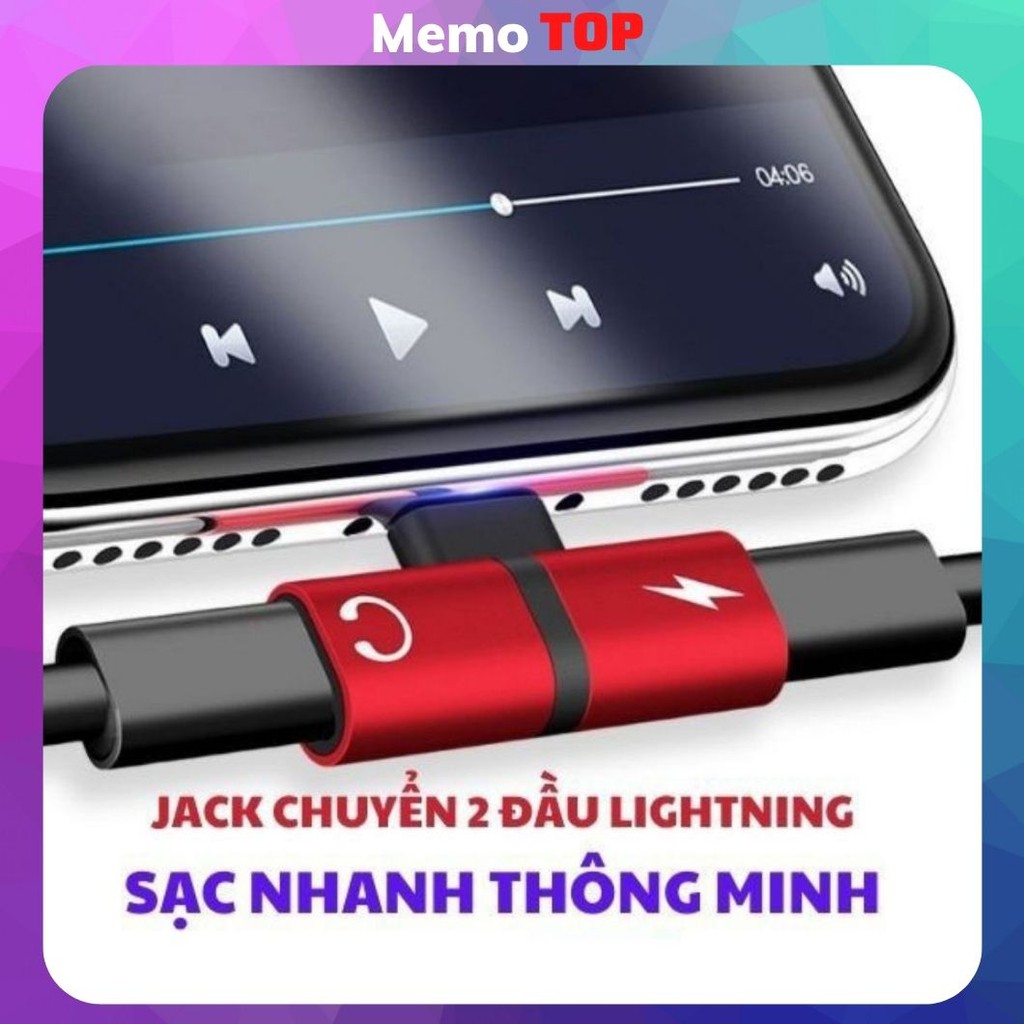 Jack chuyển đổi tai nghe iphone, 2 đầu lingtning cho Iphone 7 7 plus 8 8 plus iphone X - Memotop