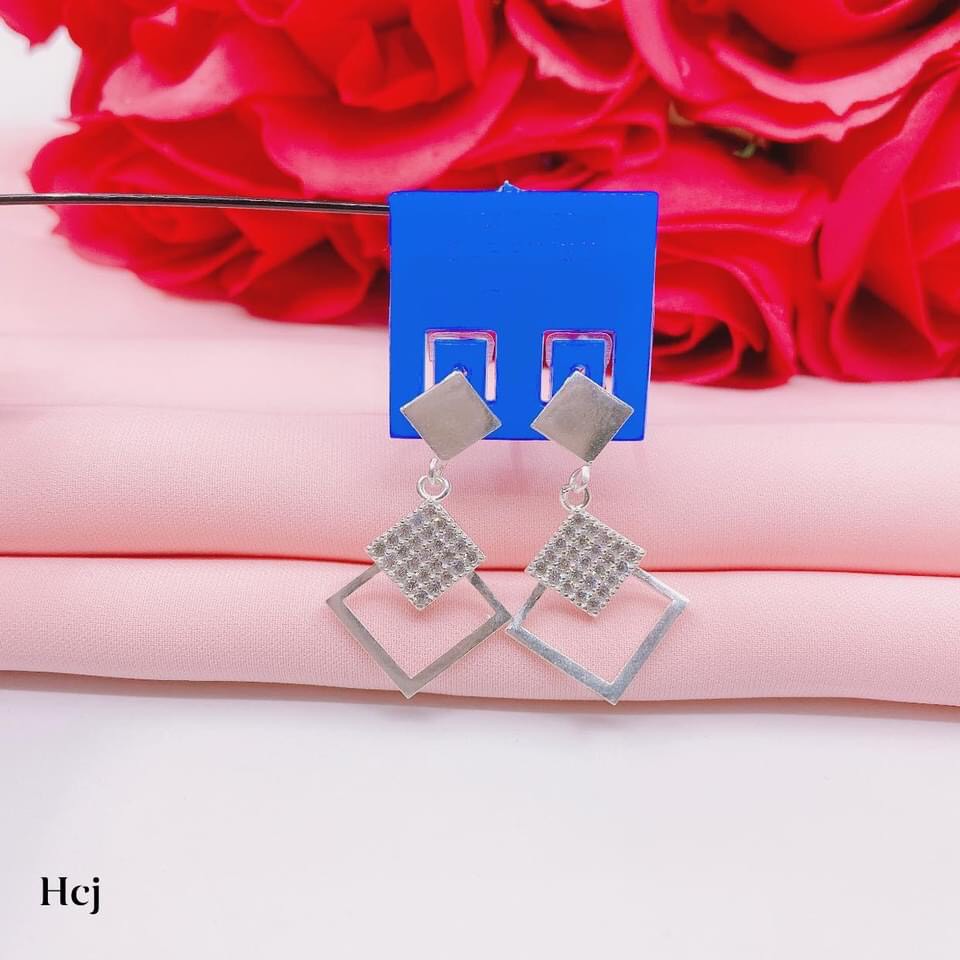 BÔNG TAI BẠC TA XINH XẮN GẮN ĐÁ SANG CHẢNH
