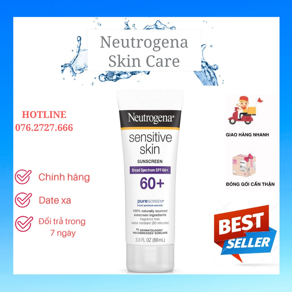 Kem Chống Nắng Cho Da Nhạy Cảm Neutrogena Sensitive Skin Sunscreen SPF 60+ (88ml)