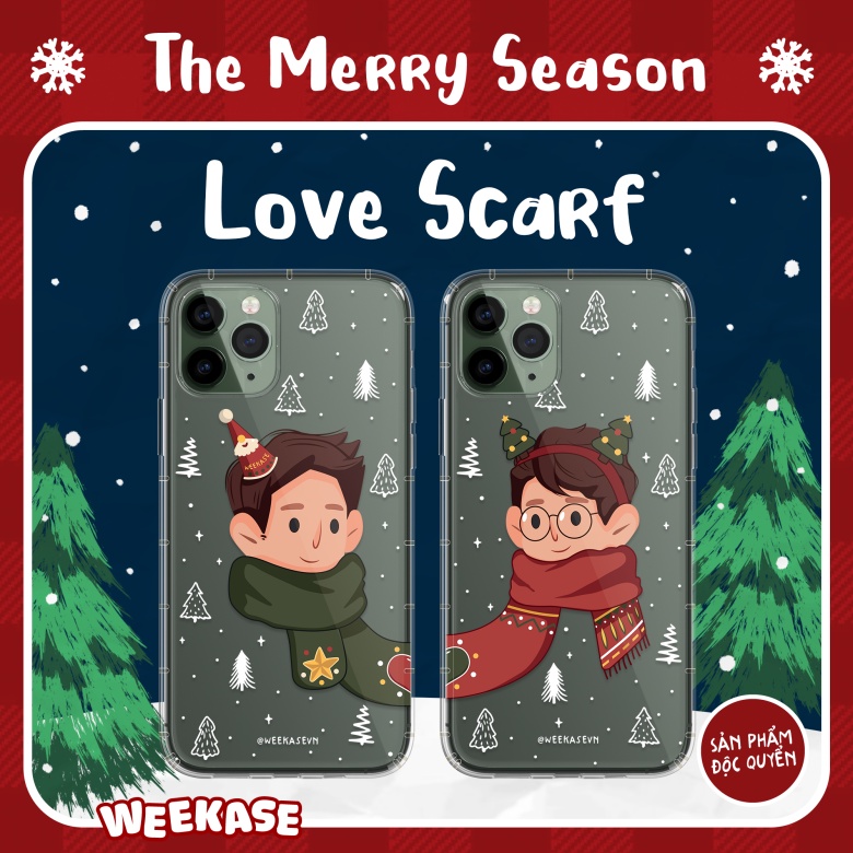 Ốp lưng iPhone trong suốt chống va đập Weekase Merry Season in hình nam nữ dành cho các cặp đôi, tất cả dòng máy