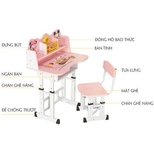 Bàn Học Sinh Có Giá Sách Nhỏ Thiết Kế Thông Minh, Mặt Bàn Gỗ Chân Thép Chắc Chắn, Điều Chỉnh Cao Thấp ..( Có 3 Màu ) | BigBuy360 - bigbuy360.vn