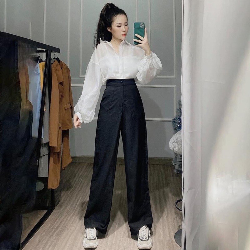 Quần ống rộng lưng chun chất đũi siêu hót