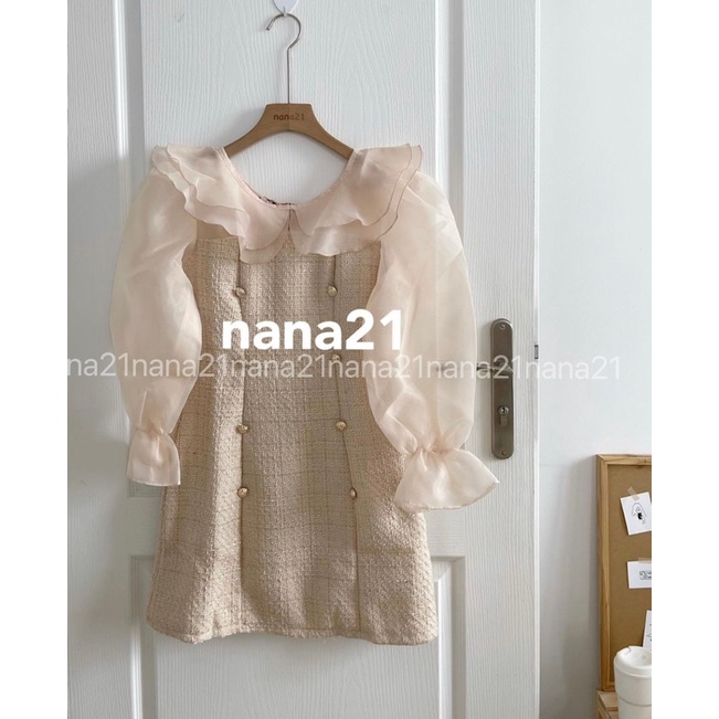 TL130 C1T5 Váy Đầm Dạ Pha Tay Siêu Xinh Chất Dạ Đẹp 2 Lớp