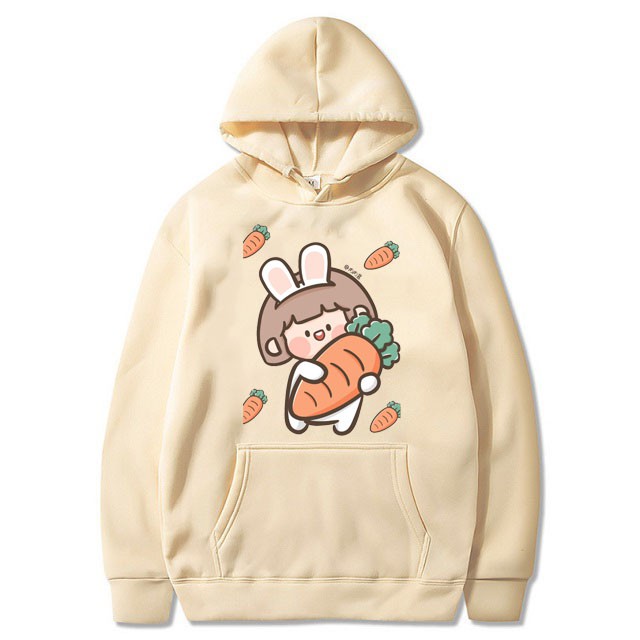 Áo Hoodie Nam Nữ Thu Đông Ấm Áp Chất Nỉ Mềm Mịn Không Nhăn, Không Xù In 3D Bé Cà Rốt Siêu Xinh Cute Mặc Đi Chơi - Đi Học