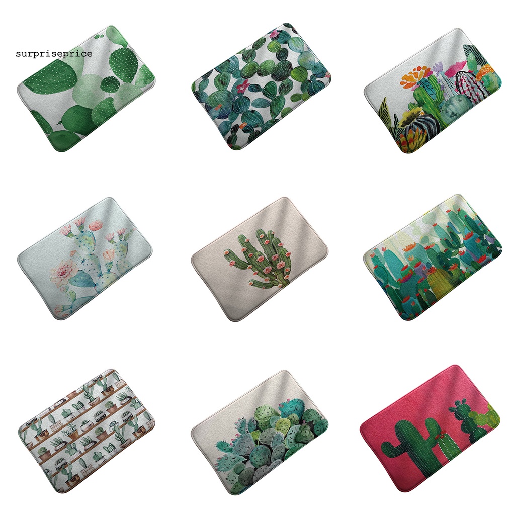 Thảm lót cửa chùi chân siêu nhẹ in hình cây xương rồng trang trí phòng tiện dụng